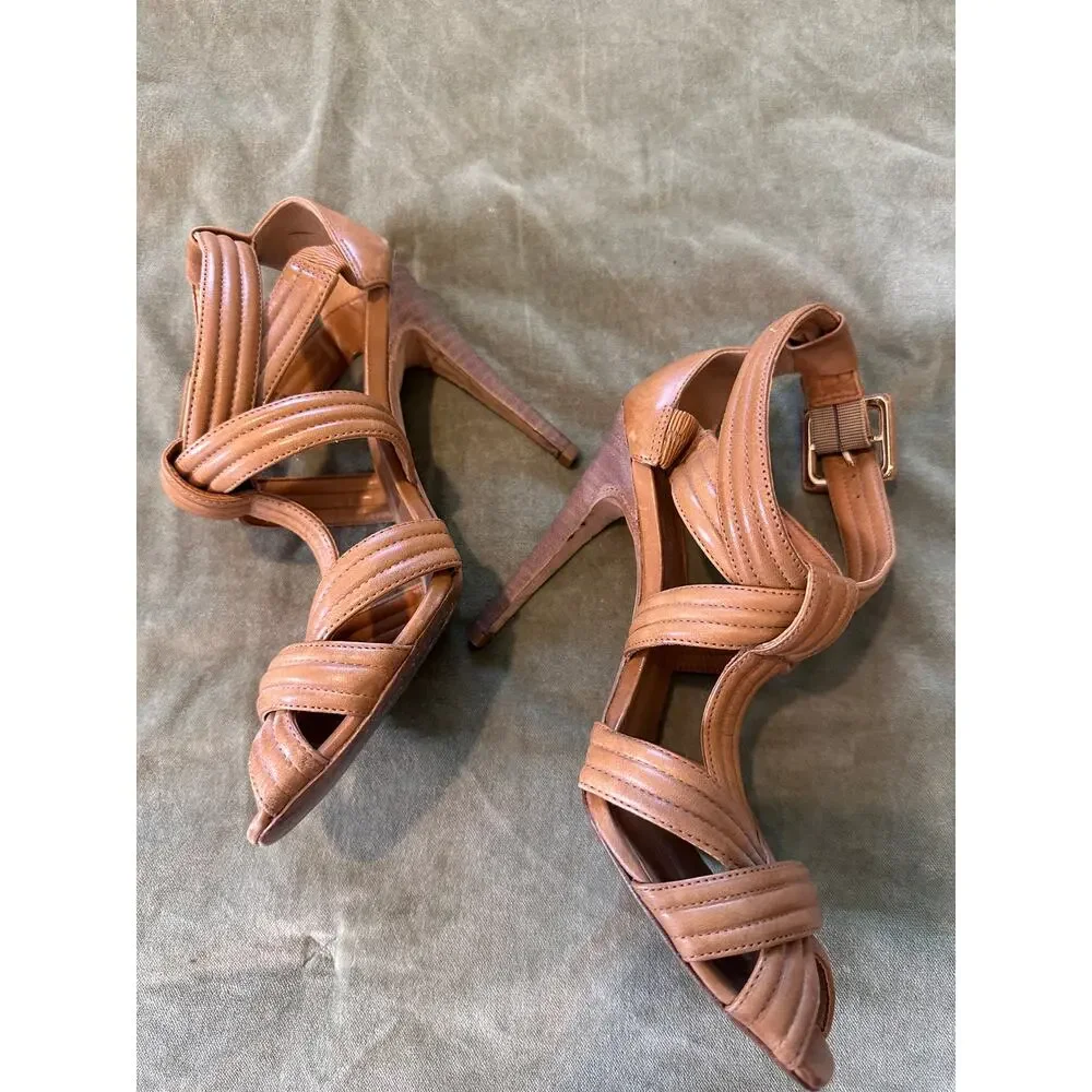Tory Burch Liv Strappy High Heel Tan Sandals 7.5
